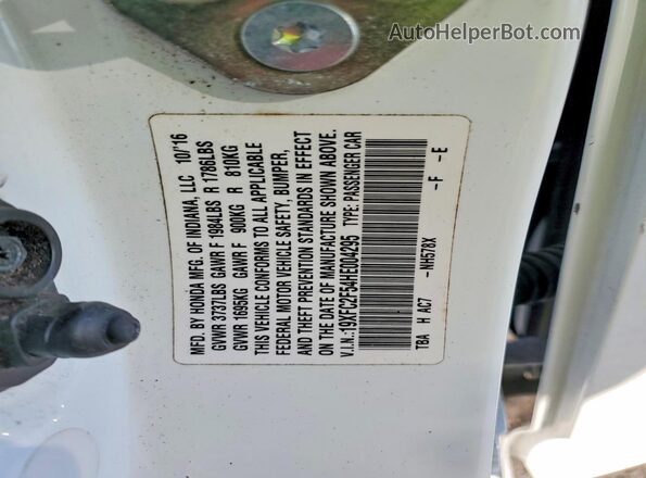 19XFC2F54HE004295 2017 HONDA CIVIC White 
