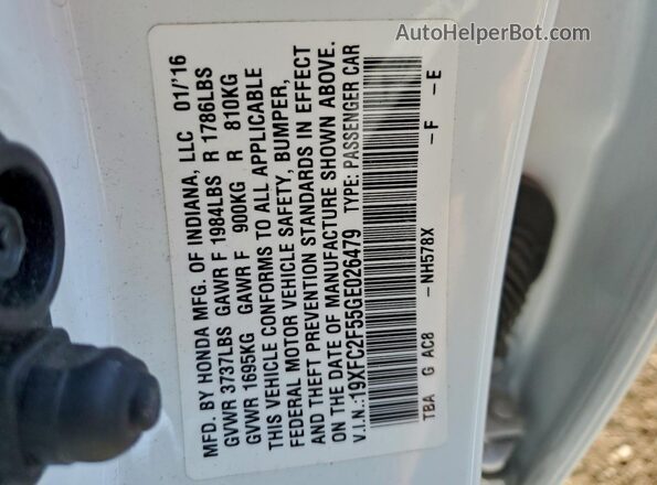 19XFC2F55GE026479 2016 HONDA CIVIC White 
