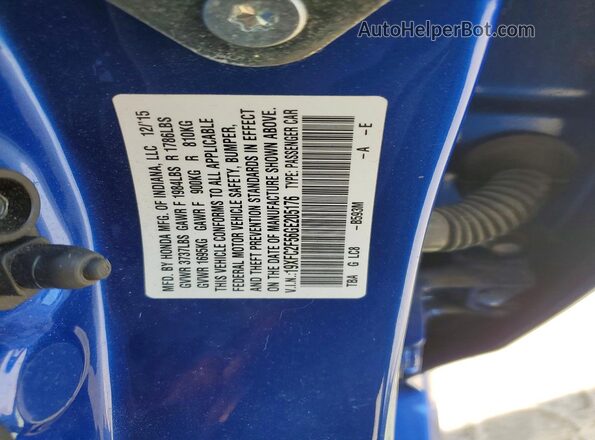 19XFC2F56GE205176 2016 HONDA CIVIC Blue 