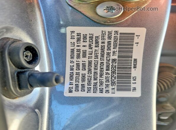 19XFC2F59GE021396 2016 HONDA CIVIC Silver ძრავის განყოფილების ხედი
