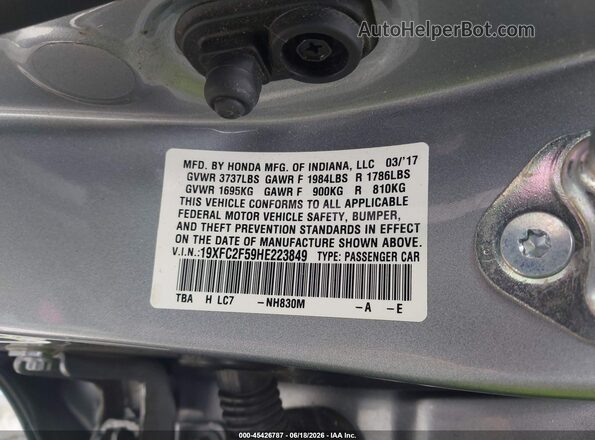 19XFC2F59HE223849 2017 HONDA CIVIC Silver Vista del compartimento del motor