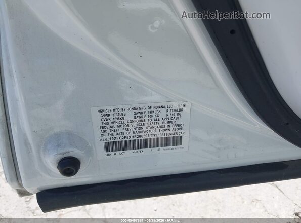 19XFC2F5XHE206395 2017 HONDA CIVIC White Вид підкапотного простору