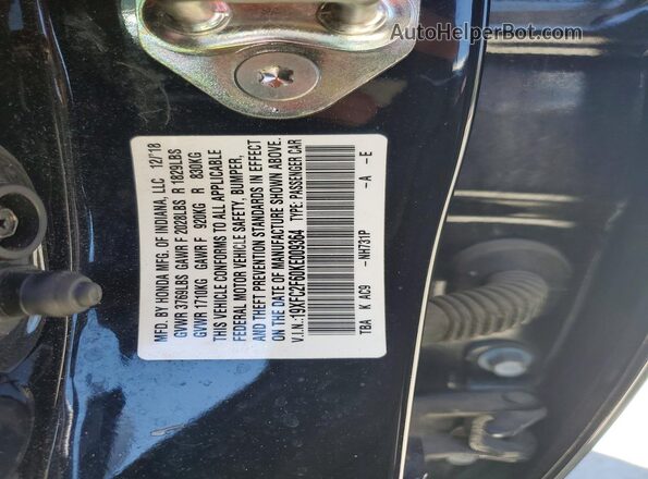 19XFC2F60KE009364 2019 HONDA CIVIC Черный Вид подкапотного пространства