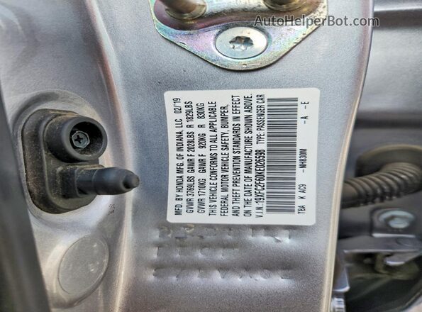 19XFC2F60KE026598 2019 HONDA CIVIC Silver Vista del compartimento del motor