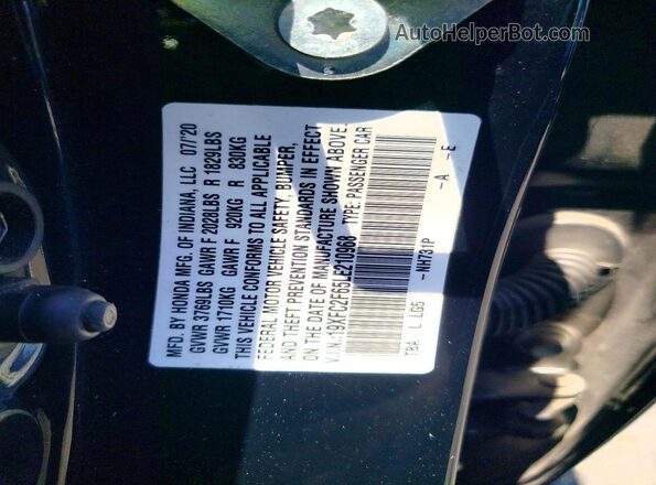 19XFC2F65LE210968 2020 HONDA CIVIC Black VIN sticker view