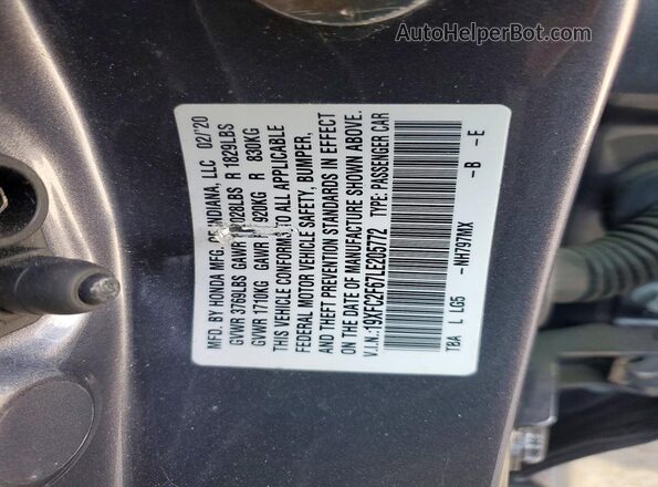19XFC2F67LE205772 2020 HONDA CIVIC Gray 