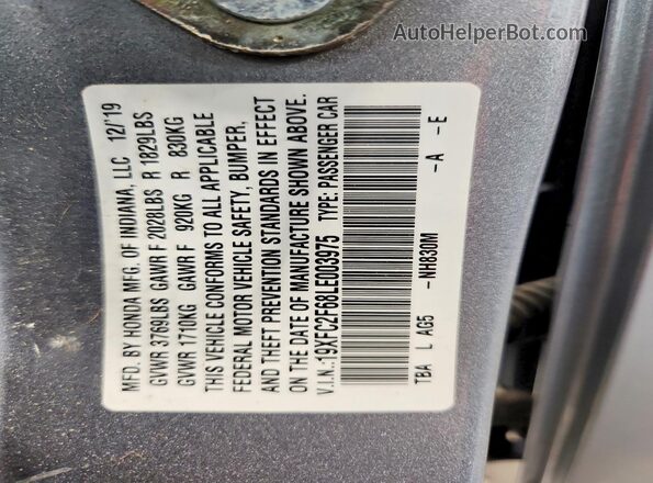 19XFC2F68LE003975 2020 HONDA CIVIC Silver 