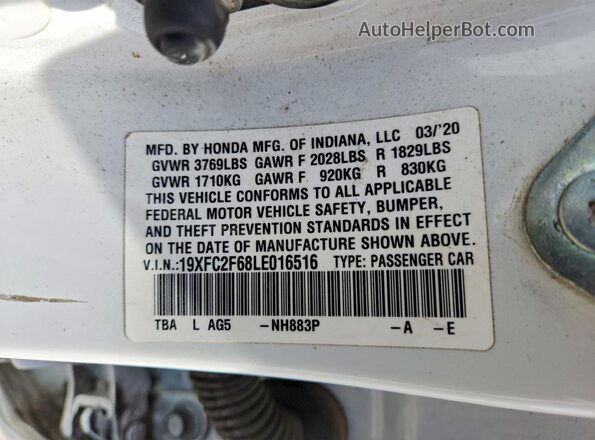 19XFC2F68LE016516 2020 HONDA CIVIC White 