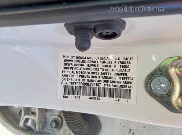 19XFC2F69HE225187 2017 HONDA CIVIC White 