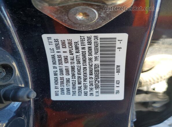 19XFC2F6XKE007931 2019 HONDA CIVIC Blue 