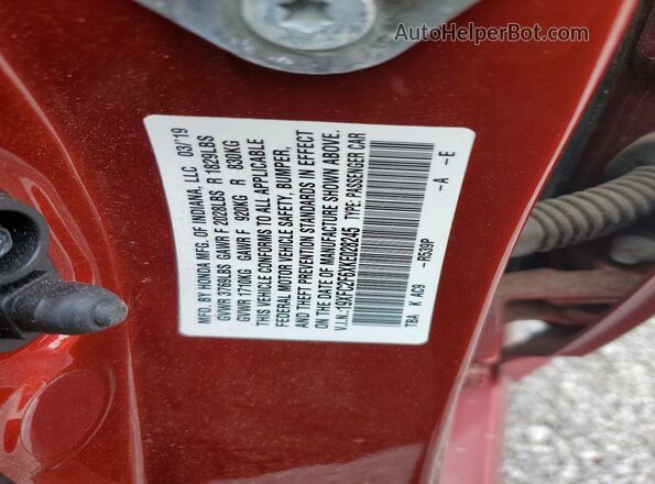 19XFC2F6XKE028245 2019 HONDA CIVIC Red Շարժիչի բաժամունքի տեսք