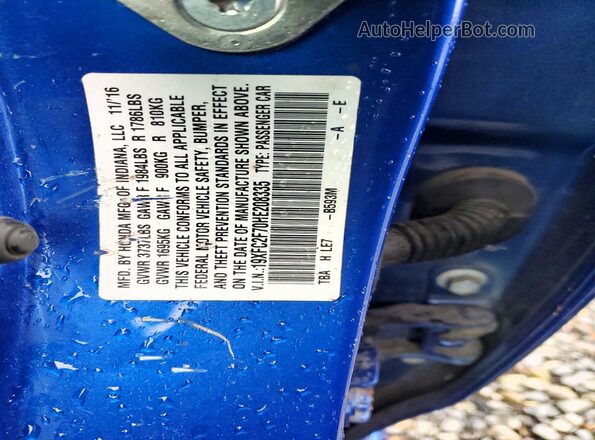 19XFC2F70HE208335 2017 HONDA CIVIC Blue 