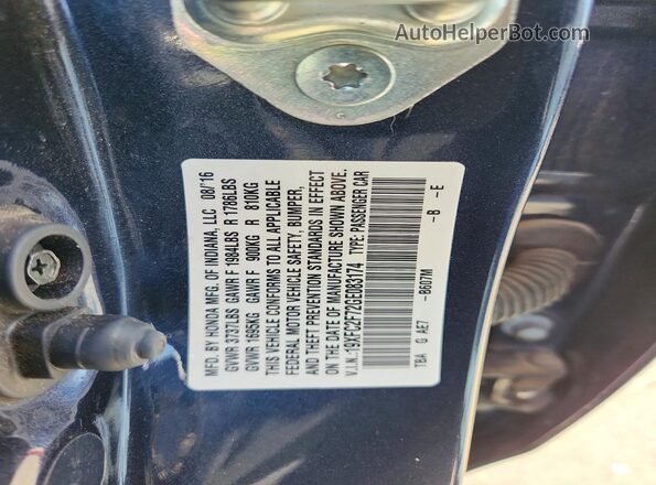 19XFC2F72GE083174 2016 HONDA CIVIC Gray Vista del compartimento del motor