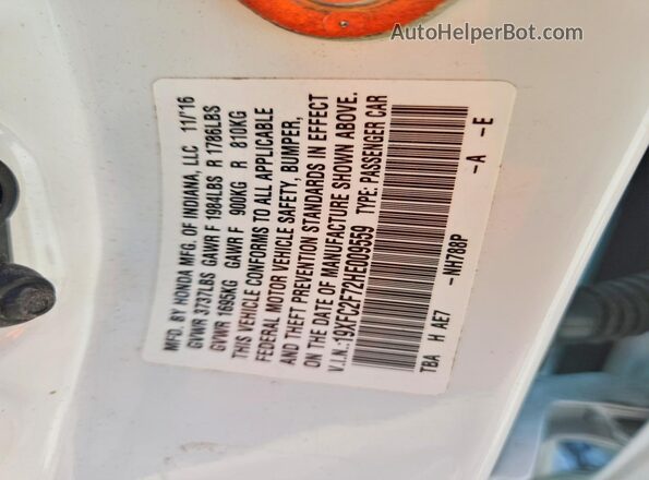19XFC2F72HE009559 2017 HONDA CIVIC Белый Вид подкапотного пространства