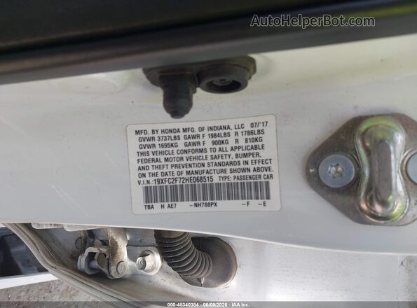 19XFC2F72HE068515 2017 HONDA CIVIC White Engine compartment view