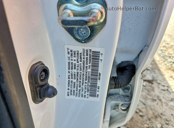 19XFC2F75HE051711 2017 HONDA CIVIC White Widok komory silnika