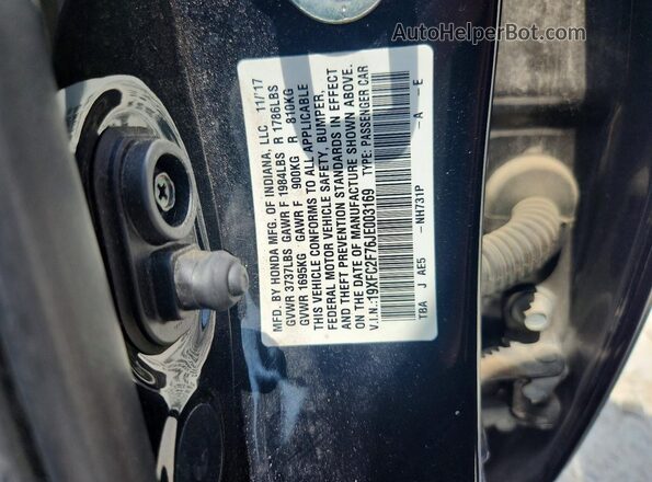 19XFC2F76JE003169 2018 HONDA CIVIC Black Вид підкапотного простору