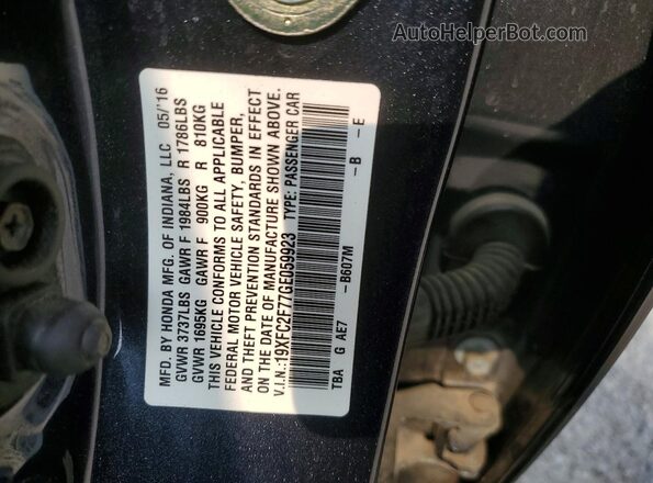 19XFC2F77GE059923 2016 HONDA CIVIC Charcoal Вид підкапотного простору