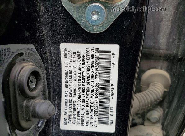19XFC2F78GE225026 2016 HONDA CIVIC Charcoal Widok komory silnika