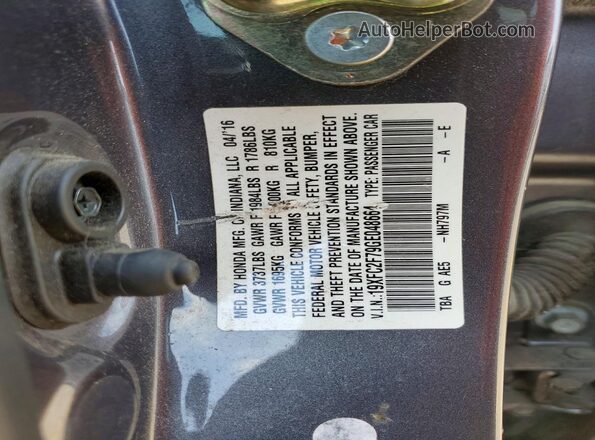 19XFC2F79GE048664 2016 HONDA CIVIC Серый Вид подкапотного пространства