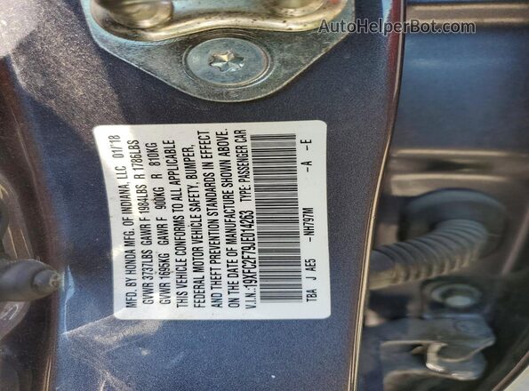 19XFC2F79JE014263 2018 HONDA CIVIC Gray 