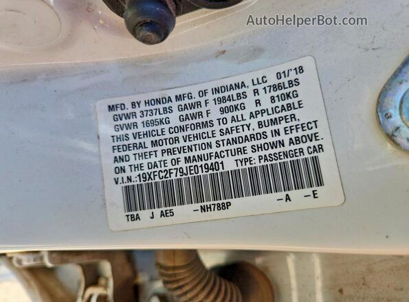 19XFC2F79JE019401 2018 HONDA CIVIC White 