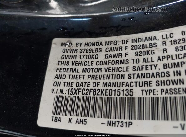 19XFC2F82KE015135 2019 HONDA CIVIC Black 