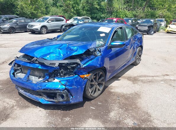 19XFC2F83ME000582 2021 HONDA CIVIC Blue Առջևի ձախ երեք քառորդ տեսարան