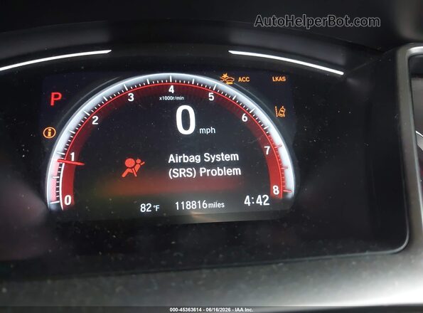 19XFC2F84KE031501 2019 HONDA CIVIC Gray Widok tylnych siedzeń