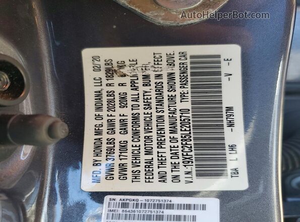 19XFC2F85LE205710 2020 HONDA CIVIC Gray 
