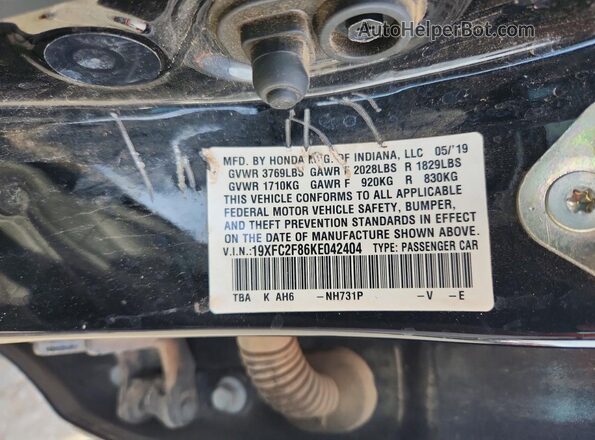 19XFC2F86KE042404 2019 HONDA CIVIC Black 
