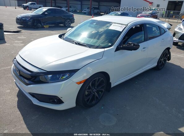 19XFC2F87KE214407 2019 HONDA CIVIC White Առջևի ձախ երեք քառորդ տեսարան