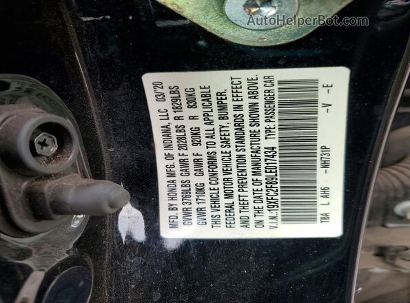 19XFC2F89LE017434 2020 HONDA CIVIC Black Engine compartment view