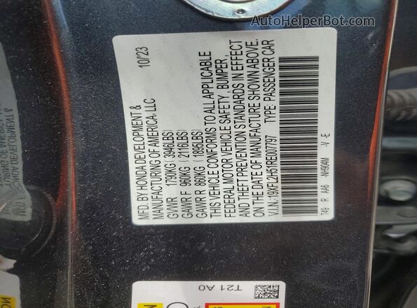19XFL2H51RE007797 2024 HONDA CIVIC Charcoal VIN sticker view