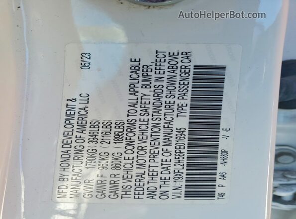 19XFL2H56PE016945 2023 HONDA CIVIC White Widok komory silnika