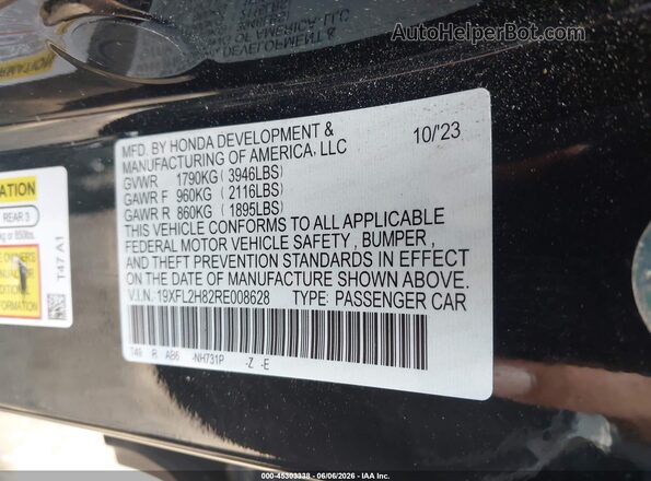19XFL2H82RE008628 2024 HONDA CIVIC Black Widok komory silnika