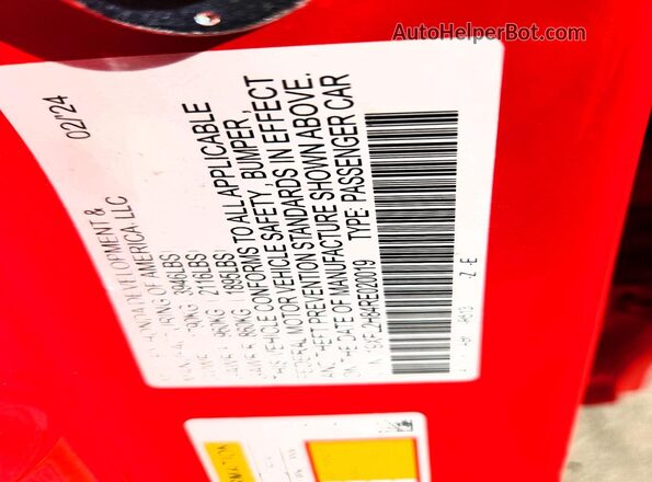 19XFL2H84RE020019 2024 HONDA CIVIC Red Вид наклейки з VIN-кодом