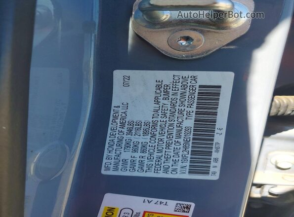 19XFL2H85NE019293 2022 HONDA CIVIC Teal 
