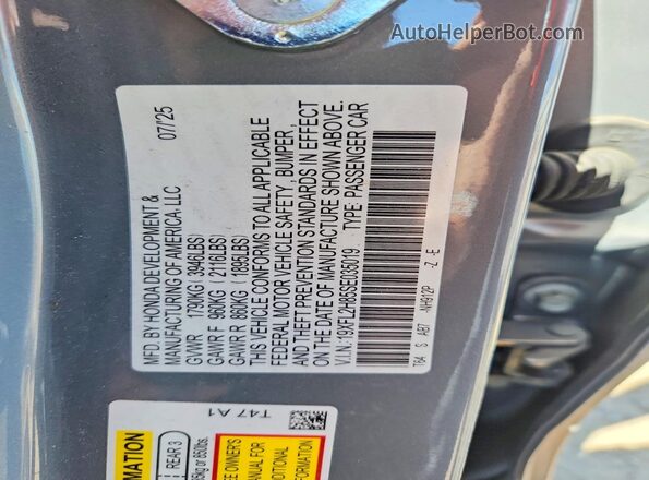19XFL2H85SE035019 2025 HONDA CIVIC Gray 