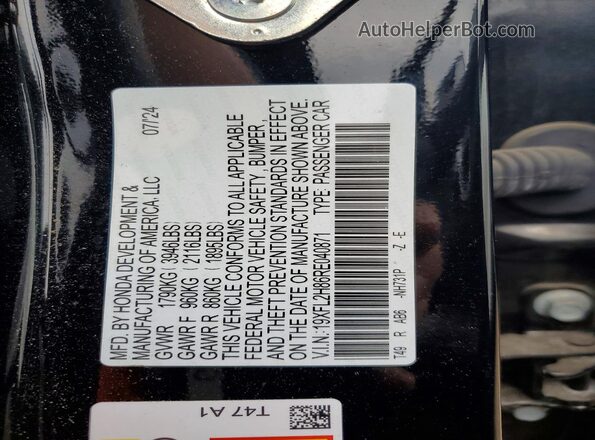19XFL2H86RE040871 2024 HONDA CIVIC Black VIN sticker view