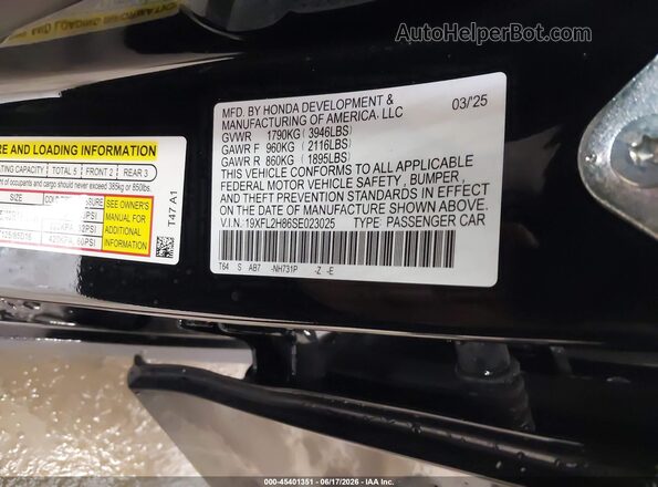 19XFL2H86SE023025 2025 HONDA CIVIC Black Engine compartment view