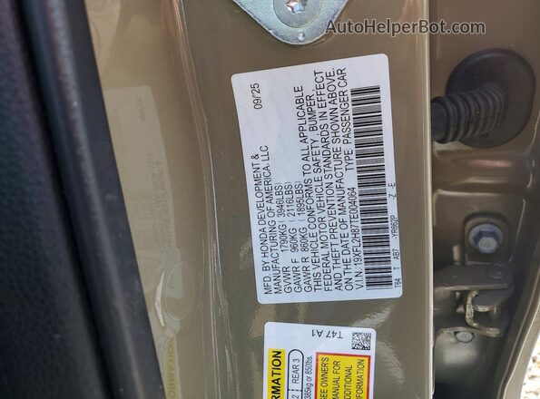 19XFL2H87TE004064 2026 HONDA CIVIC Tan Շարժիչի բաժամունքի տեսք