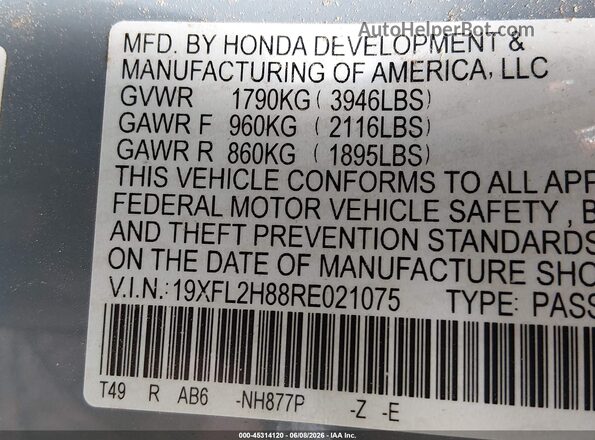 19XFL2H88RE021075 2024 HONDA CIVIC Light Blue 