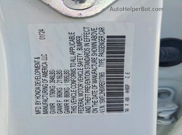 19XFL2H8XRE017965 2024 HONDA CIVIC White ძრავის განყოფილების ხედი
