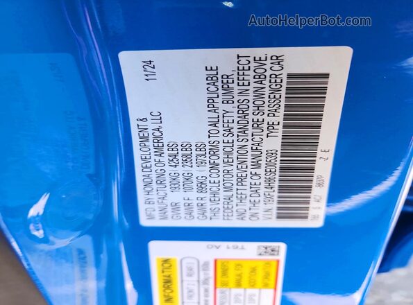 19XFL4H86SE005393 2025 HONDA CIVIC Blue Engine compartment view