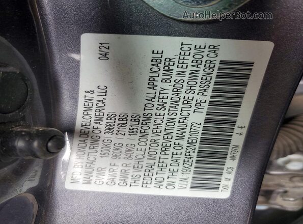 19XZE4F52ME010772 2021 HONDA INSIGHT Charcoal Շարժիչի բաժամունքի տեսք