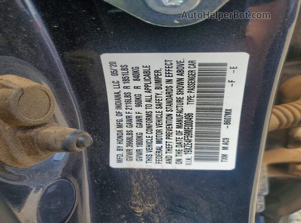 19XZE4F59ME000496 2021 HONDA INSIGHT Blue Widok komory silnika