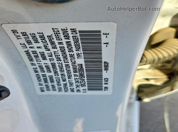 19XZE4F59ME006444 2021 HONDA INSIGHT White Widok komory silnika