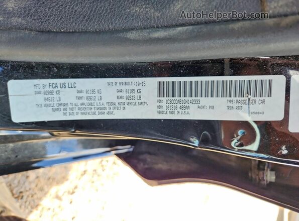 1C3CCCAB1GN142333 2016 CHRYSLER 200 Black Vista del compartimento del motor