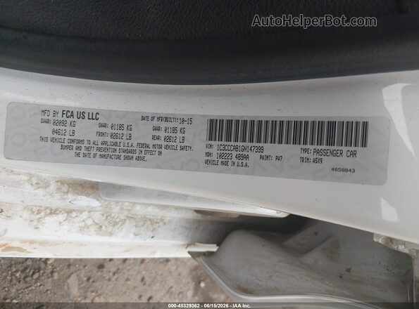 1C3CCCAB1GN147399 2016 CHRYSLER 200 White Widok komory silnika